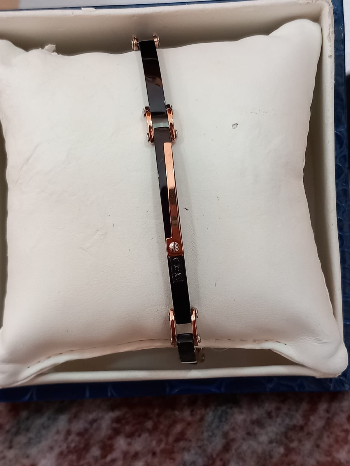 Bracciale Uomo in Acciaio Nero e Oro Rosa - immagine 2