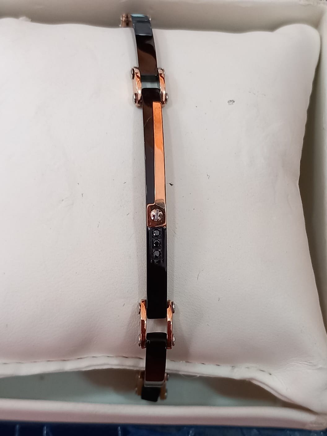 Bracciale Uomo in Acciaio Nero e Oro Rosa