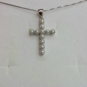 Collana in Argento 925 con Croce e Perle di Fiume
