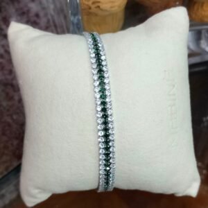 Bracciale tennis in Argento 925 con doppia fila di zirconi bianchi e verdi
