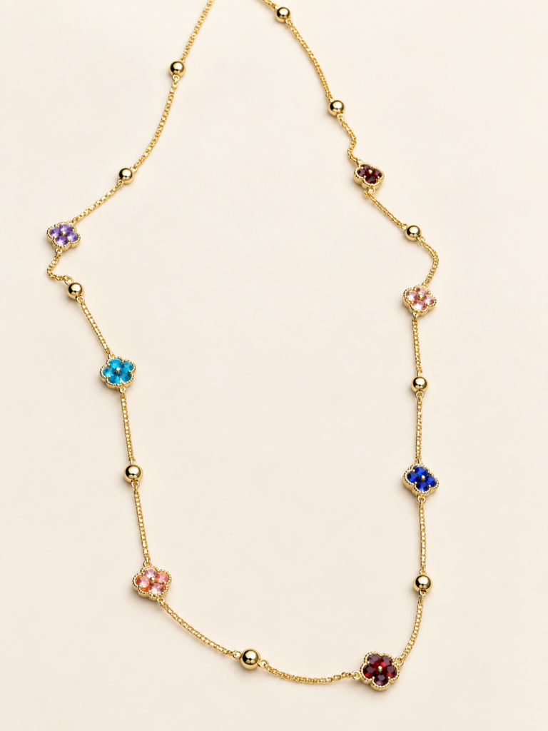 Collana Color Oro con Fiorellini Multicolor