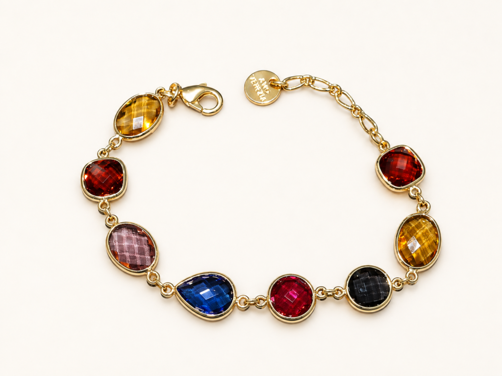 Bracciale Color Oro con Pietre Dure Sfaccettate